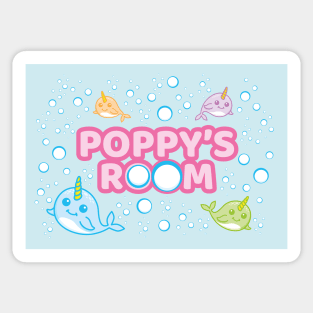 Personalised Narwhal 'Poppy's Room' Sea Unicorn Bedroom Poster Door Sign Sticker